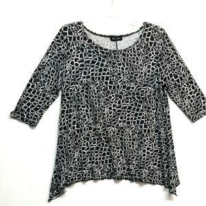 Women's Brittany Black Snake Skin W/Sequins Blouse 3/4Sleeve See Measurements